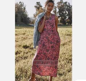 J. Jill Dreamscape Border Print Maxi Dress Pink Floral Plus Size 4X
